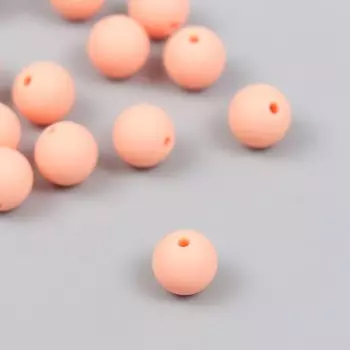 Бусина силикон «Круглая», персик, d=0.9 см