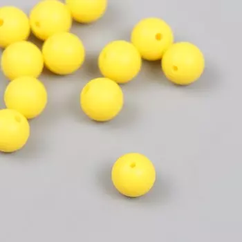 Бусина силикон «Круглая», ярко-желтая, d=0.9 см