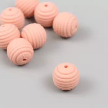Бусина силикон «Круглая с фаской», пепельно-розовая, d=1.5 см