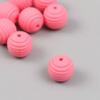 Бусина силикон «Круглая с фаской», розовая, d=1.5 см
