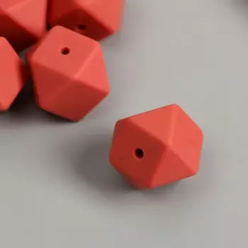 Бусина силикон «Многогранник», красно-коричневая, d=1.7 см
