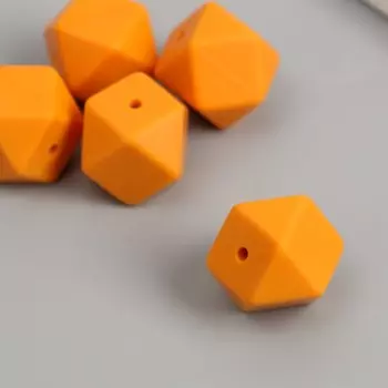 Бусина силикон «Многогранник», медово-жёлтая, d=1.7 см