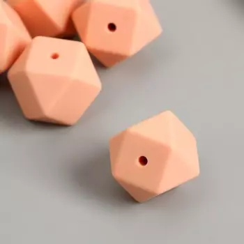 Бусина силикон «Многогранник», телесный розовый, d=1.7 см
