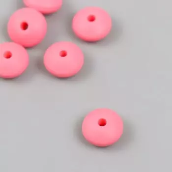 Бусина силикон «Сплющенная», детский розовый, d=1.2 см