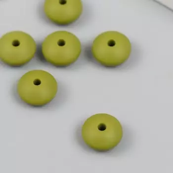 Бусина силикон «Сплющенная», лесной зелёный, d=1.2 см