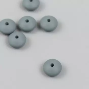 Бусина силикон «Сплющенная», тёмно-серая, d=1.2 см
