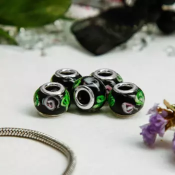 Бусинка "Цветы" роза, цветная