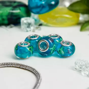 Бусина «Морской бриз» 1,41,1 см, цвет голубой в серебре