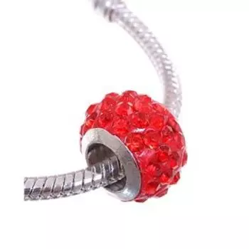 Бусина "Шамбала" монпансье, цвет красный в серебре