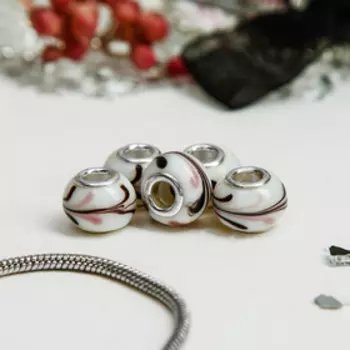 Бусина «Завитки» 1,41 см, цветная в серебре