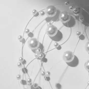 Бусины №3 и №7 «Жемчуг» на леске, цвет белый, 1 м