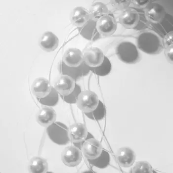 Бусины №6 «Жемчуг» на леске, цвет белый, 1 м