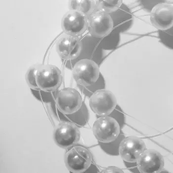 Бусины №8 «Жемчуг» на леске, 0,80,80,8 см, цвет белый, 1 м