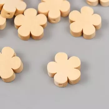 Бусины деревянные "Астра" цветочки 20 мм, 18 гр. 10 шт/упак, натуральное дерево