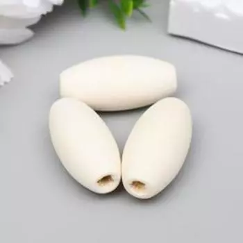 Бусины деревянные тубы овальные 40х20 мм (набор 3 шт) без покрытия