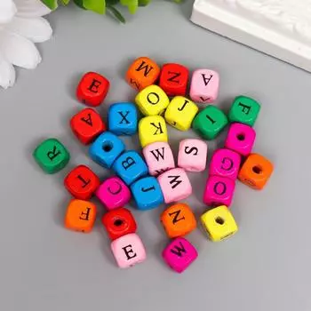 Бусины для творчества дерево «Алфавит на кубиках», набор 30 шт., 11 см
