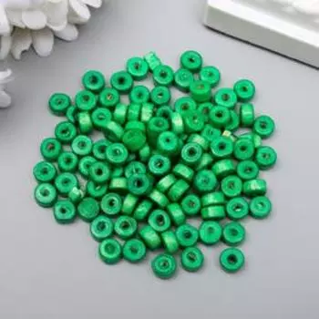 Бусины для творчества дерево "Плоские круглые зелёные" набор 20 гр 0,6х0,3 см