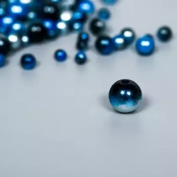 Бусины для творчества пластик "Круглые. Градиент. Русалка синяя" d=3-8мм, набор 10 гр