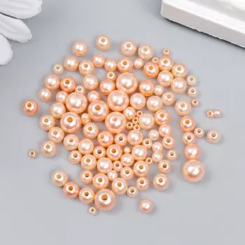 Бусины для творчества пластик "Круглые. Шампанское" d=3-8 мм, набор 10 гр