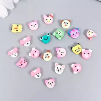 Бусины для творчества PVC «Мордочки зверят», набор 20 шт., 111 см, МИКС