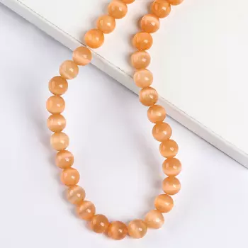 Бусины из натурального камня «Кошачий глаз», набор 50 шт., размер 1 шт. — 8 мм, бежевый