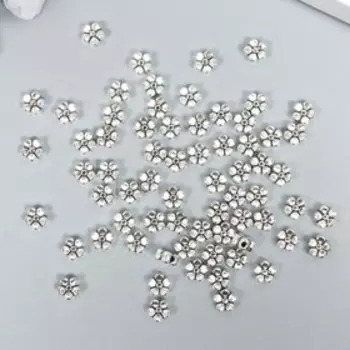 Бусины металл для творчества "Маленький цветочек" серебро набор 20 гр, 0,5х0,2 см