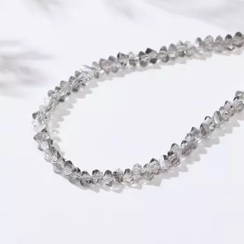 Бусины на нити крошка 4мм "Хрусталь", цвет серый, 35см