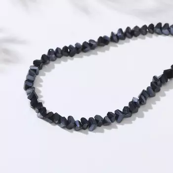 Бусины на нити крошка 4мм "Хрусталь", цвет тёмно-серый, 35см