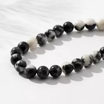 Бусины на нити шар №10 «Агат чёрно-белый», 38 бусин