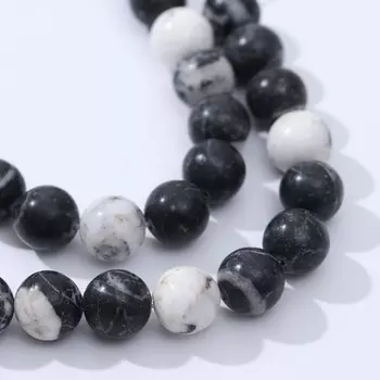 Бусины на нити шар №10 "Агат чёрно-белый", +/-38см