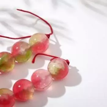Бусины на нити шар №10 "Агат" цветы, разноцветный, 35см