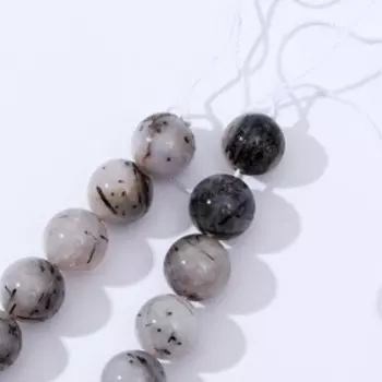 Бусины на нити шар №10 "Агат волосатик"