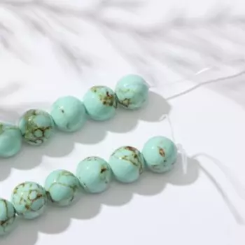 Бусины на нити шар №10 "Бирюза старая", 40см