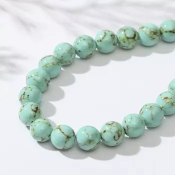 Бусины на нити шар №10 "Бирюза старая", 40см