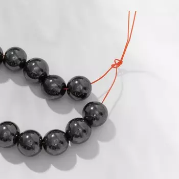 Бусины на нити шар №10 "Гематит", 40 бусин
