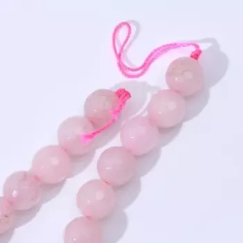 Бусины на нити шар №10 гранёный "Кварц розовый", +/-37см