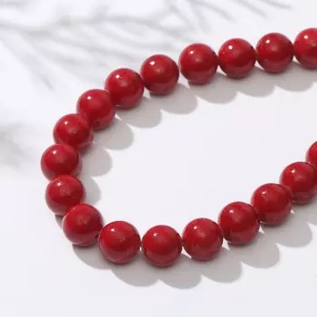 Бусины на нити шар №10 "Коралл красный", 40см
