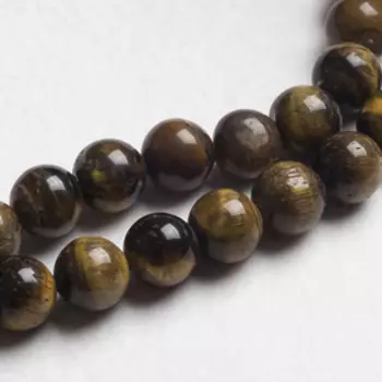 Бусины на нити шар №10 "Тигровый глаз" (47 бусин)