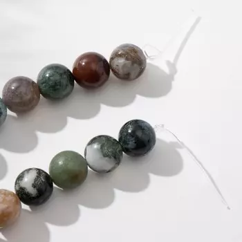 Бусины на нити шар №10 "Яшма", 38 бусин