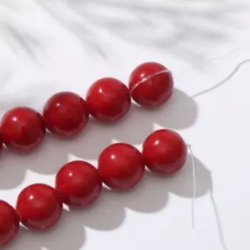 Бусины на нити шар №12 "Коралл красный", 40см