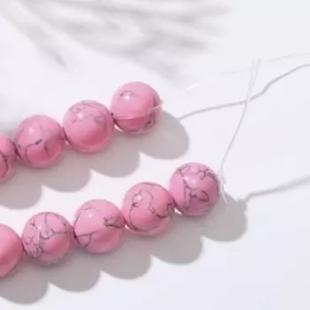 Бусины на нити шар №12 "Коралл розовый", 40см