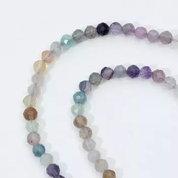 Бусины на нити шар №3 гранёный "Флюорит", +/-39см