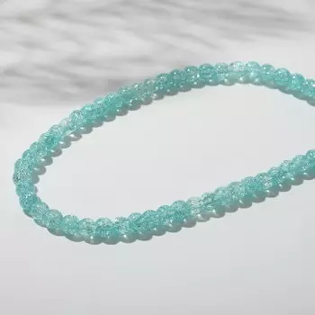 Бусины на нити шар №4 "Кварц сахарный", цвет бирюзовый, 38см