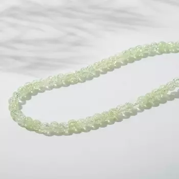Бусины на нити шар №4 "Кварц сахарный", цвет светло-зелёный, 38см
