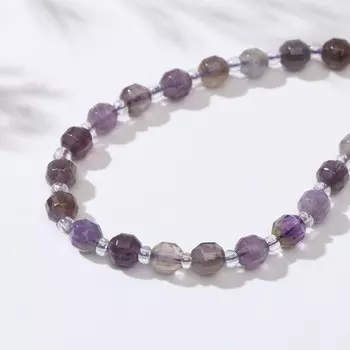 Бусины на нити шар №6 через бусину "Аметист", 36см
