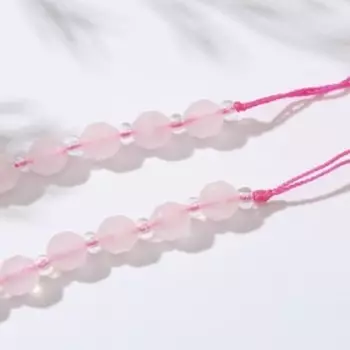 Бусины на нити шар №6 через бусину "Кварц розовый", 36см
