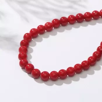 Бусины на нити шар №6 "Коралл красный", 40см