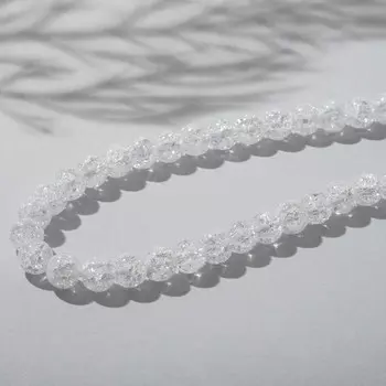 Бусины на нити шар №6 "Кварц сахарный", цвет белый, 38см