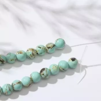 Бусины на нити шар №6 "Варисцит", цвет бирюзовый