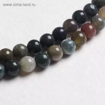 Бусины на нити шар №6 "Яшма" (61 бусина, +/-39см)